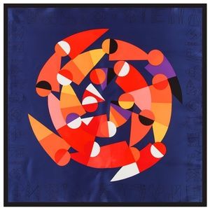 New, Silk Twill Scarf, 'Geo'